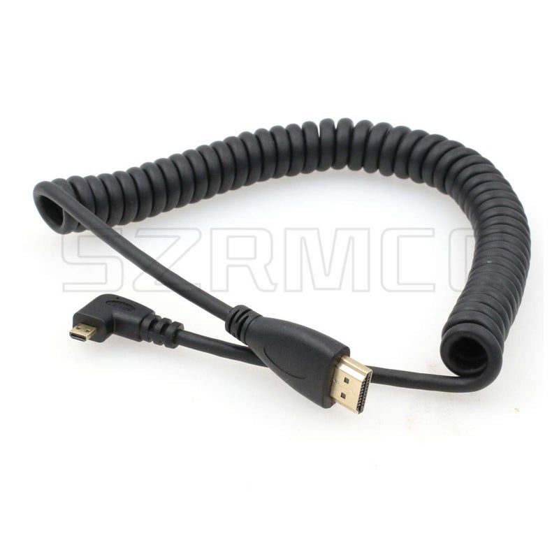 SZRMCC Left Angled Micro HDMI to HDMI High Speed Coiled Cable for Tablet Canon Sony DSLR Camera ATOMOS Monitor - Image 2